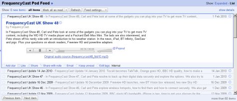 Podcast in Google Reader